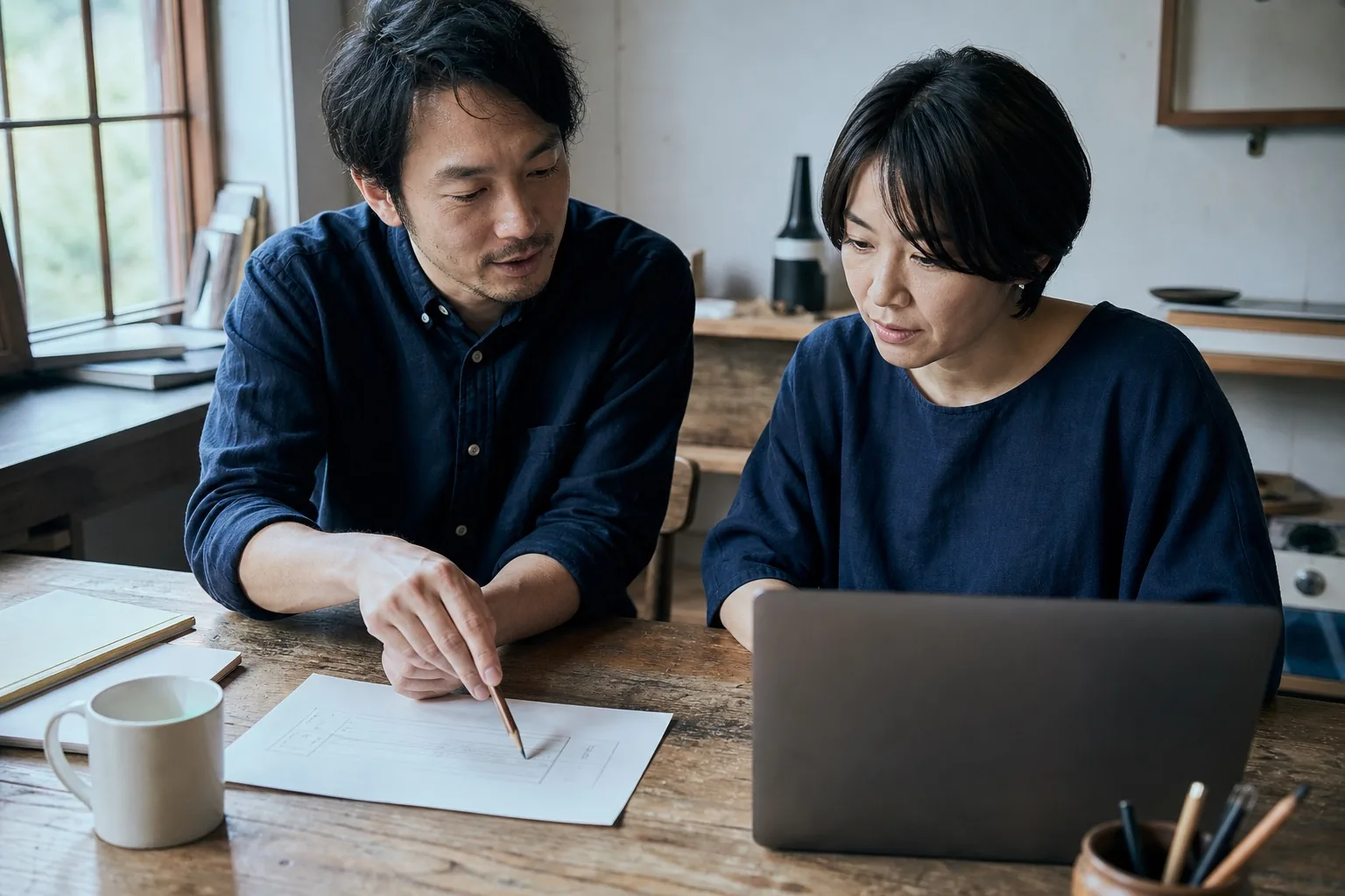 画面と資料を見ながら、生成AIの使い方を一緒に確認している様子